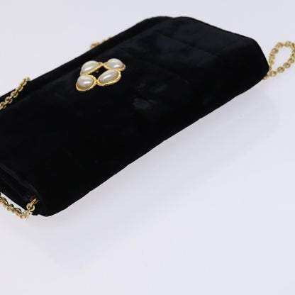 Chanel Wallet on Chain Quilted Velvet, BLACK, VELVET, Shoulder bag
