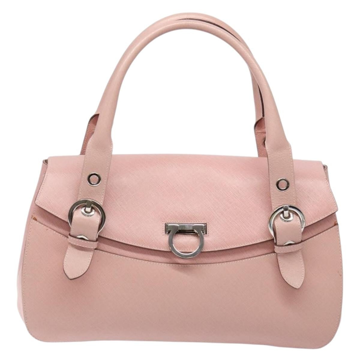 Salvatore Ferragamo Gancini handbag Leather, PINK, LEATHER, Handbag