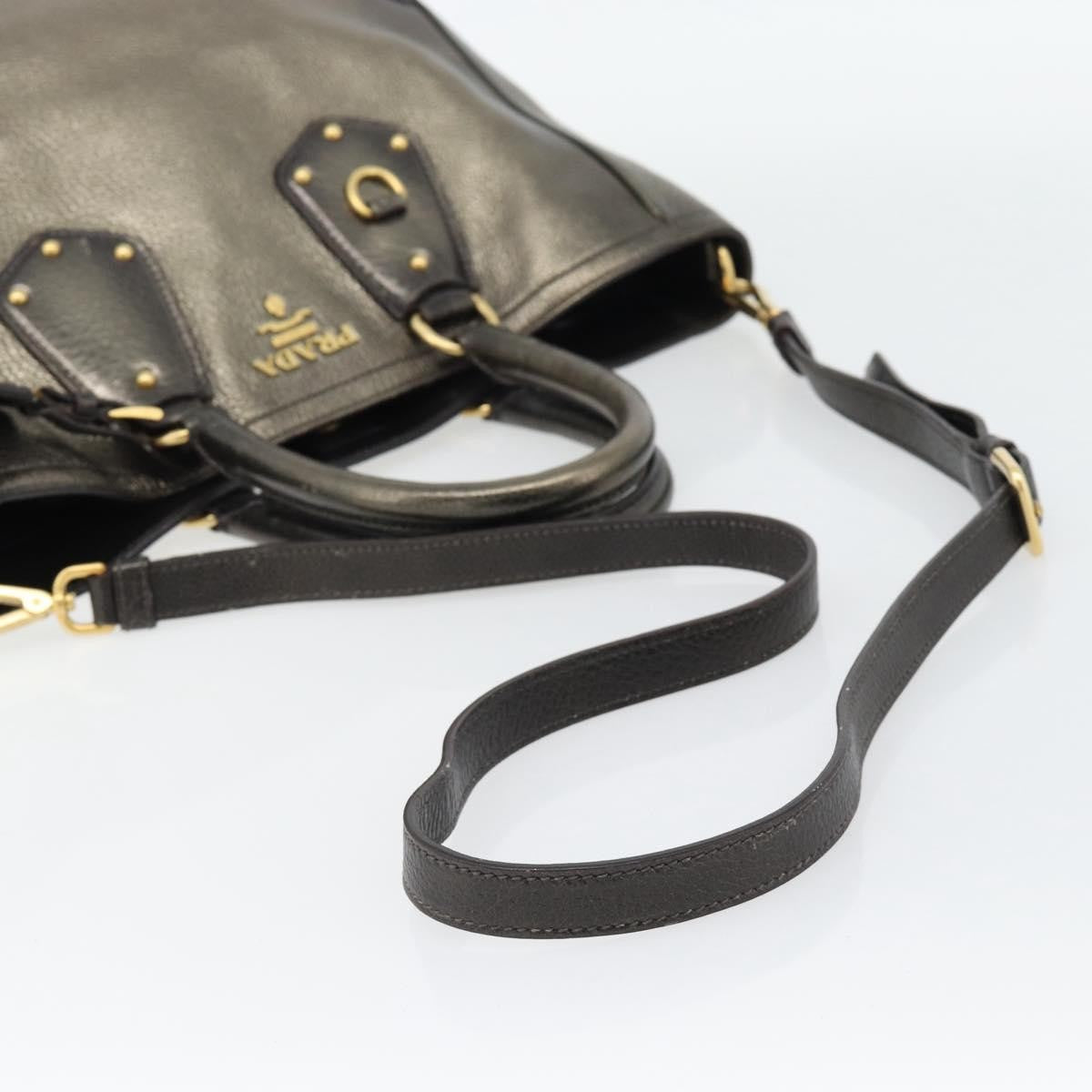 Prada Braided Handle Open Tote Vitello Daino, Gold, Leather, Tote Bag