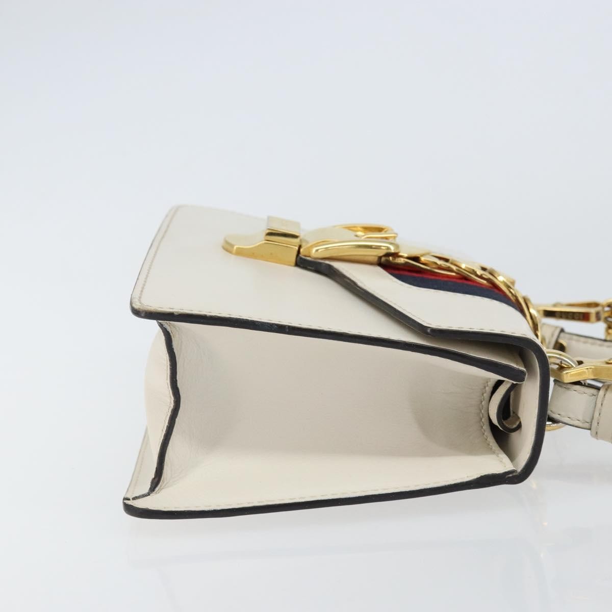 Gucci Sylvie Top Handle Bag Leather, WHITE, LEATHER, Handbag