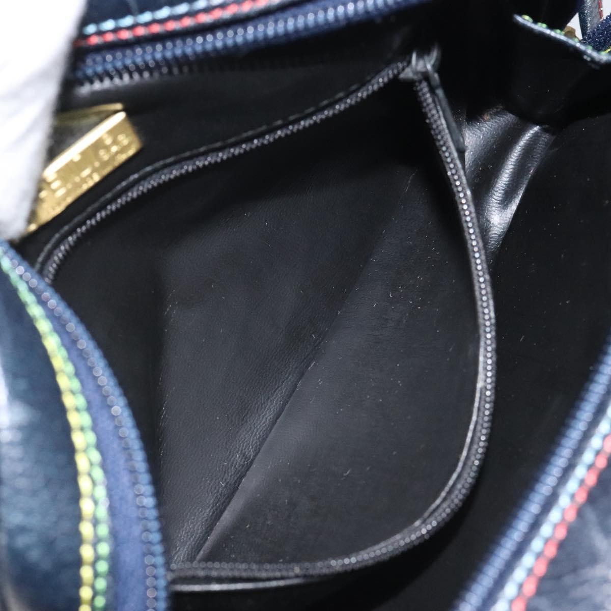 Fendi Vintage Zip Crossbody Bag Leather, NAVY, LEATHER, Shoulder bag