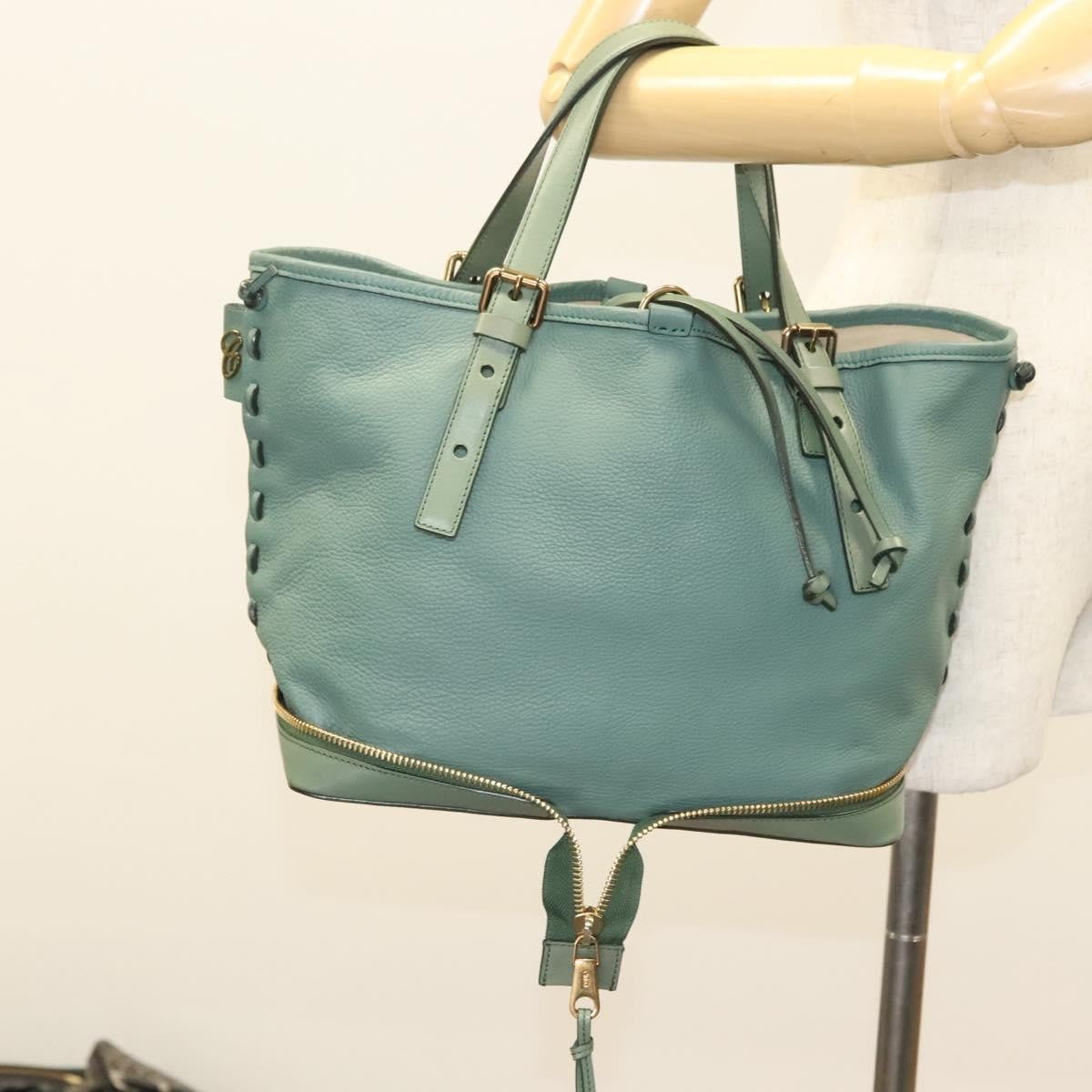 Chloe Ellen Moyen Tote Leather, GREEN, LEATHER, Tote bag