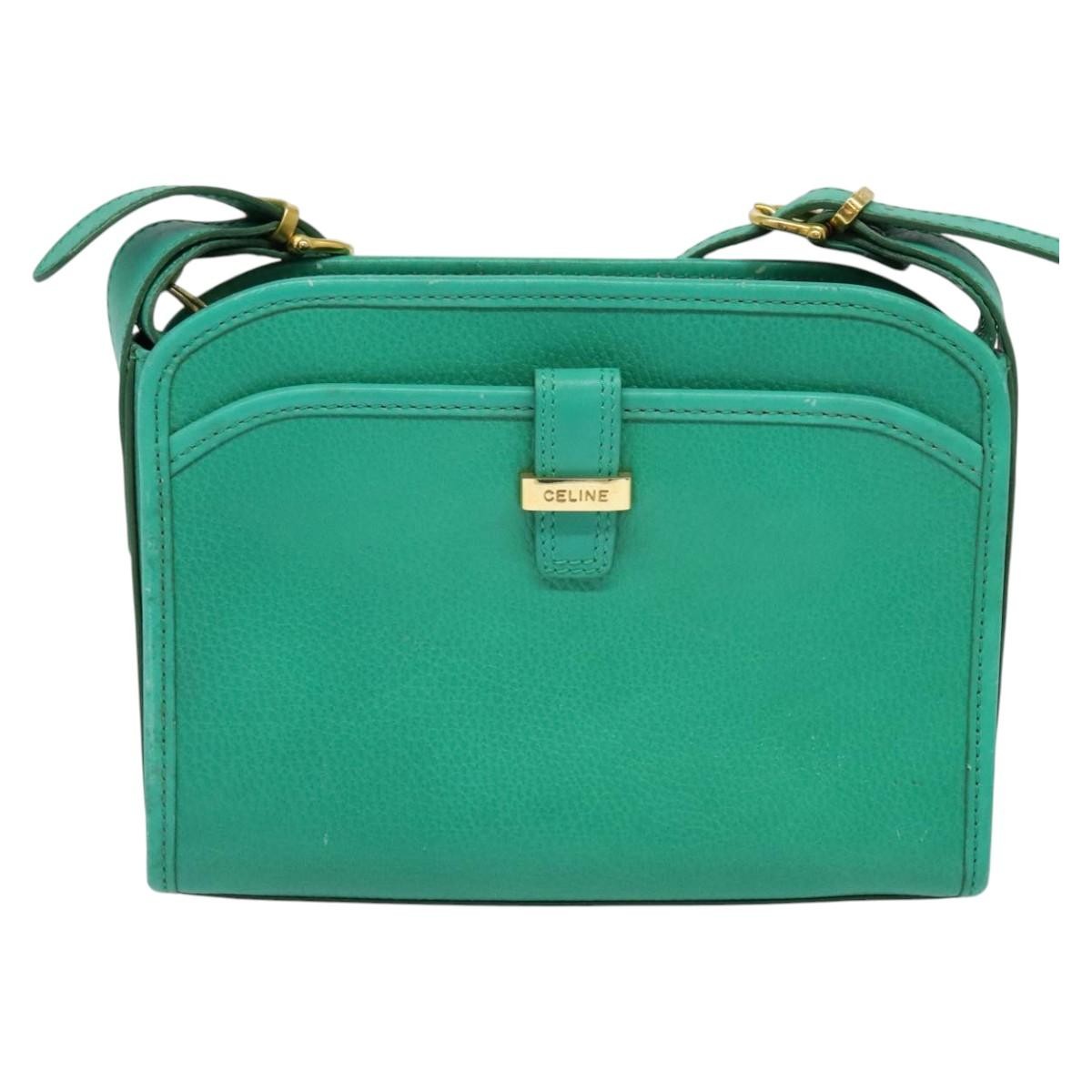 Celine Shoulder Bag Leather, GREEN, LEATHER, Shoulder bag