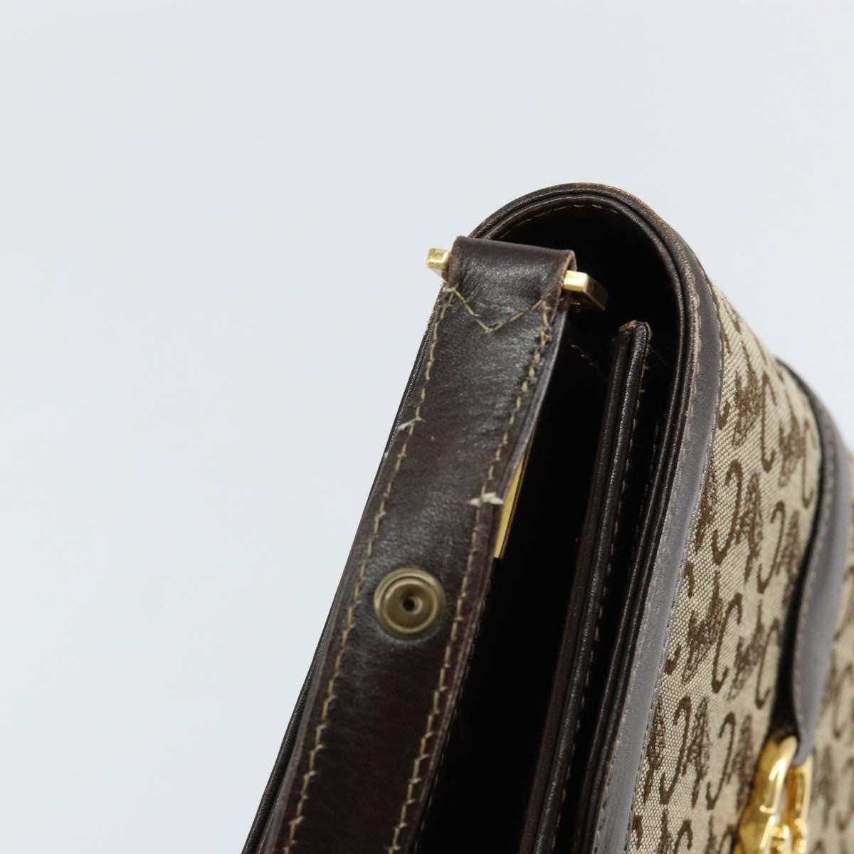 Celine C Sulky Shoulder bag Canvas and Leather, BROWN, CANVAS, Shoulder bag