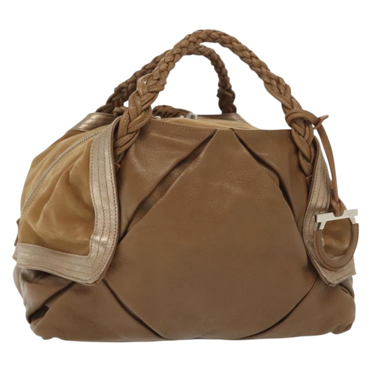 Salvatore Ferragamo Vintage Handbag Leather, BROWN, LEATHER, Handbag