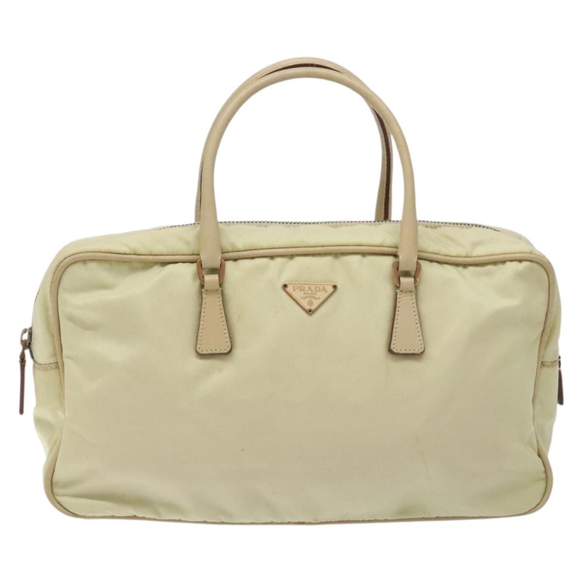 Prada Vintage Zip Handbag Tessuto, BEIGE, NYLON, Handbag
