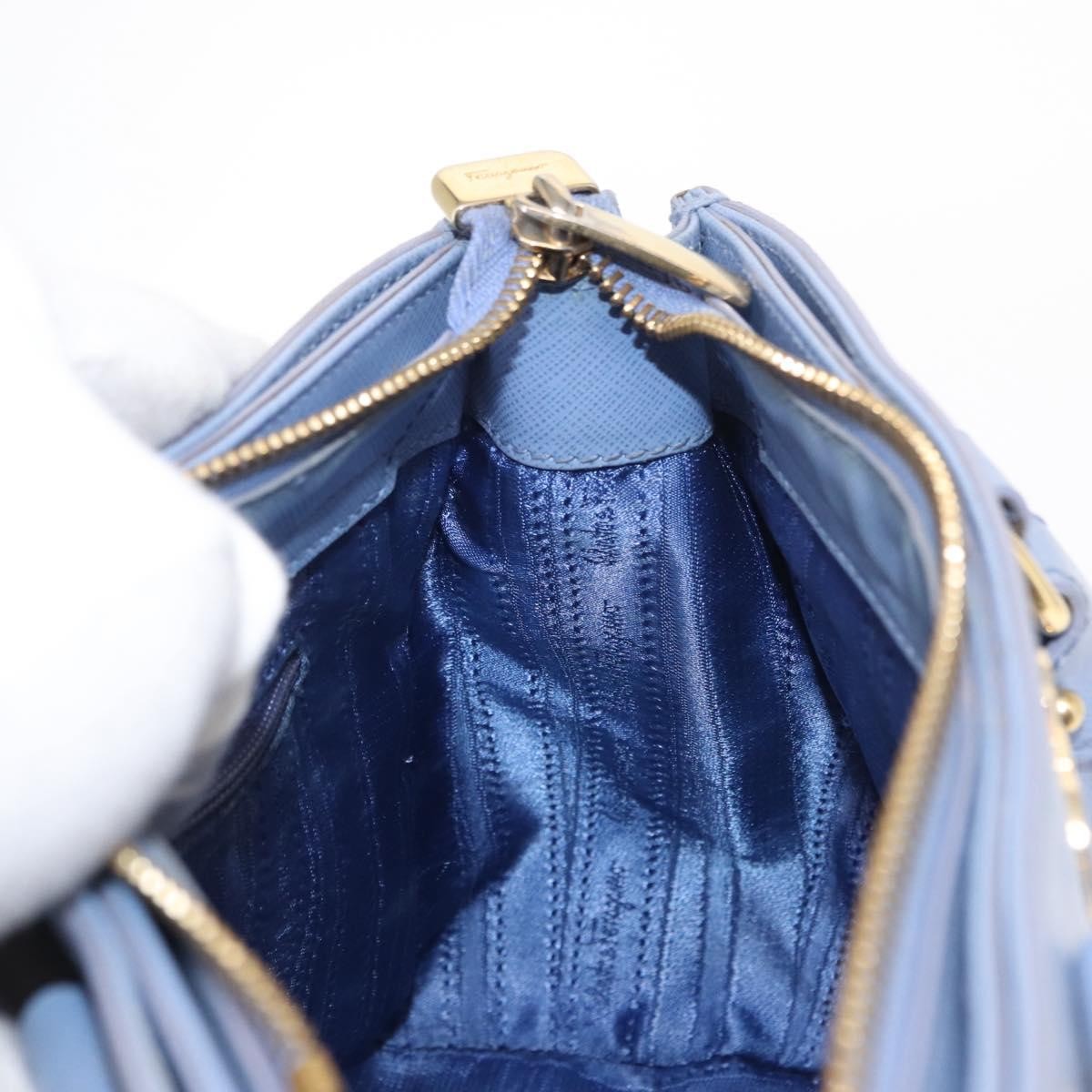 Salvatore Ferragamo Gancini Tote Leather, BLUE, LEATHER, Tote bag