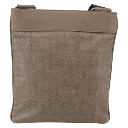 Salvatore Ferragamo Gancini Shoulder Bag Leather, BEIGE, LEATHER, Shoulder bag