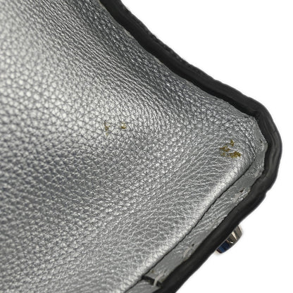 Fendi Selleria Peekaboo Bag Rigid Leather, SILVER, LEATHER, Handbag