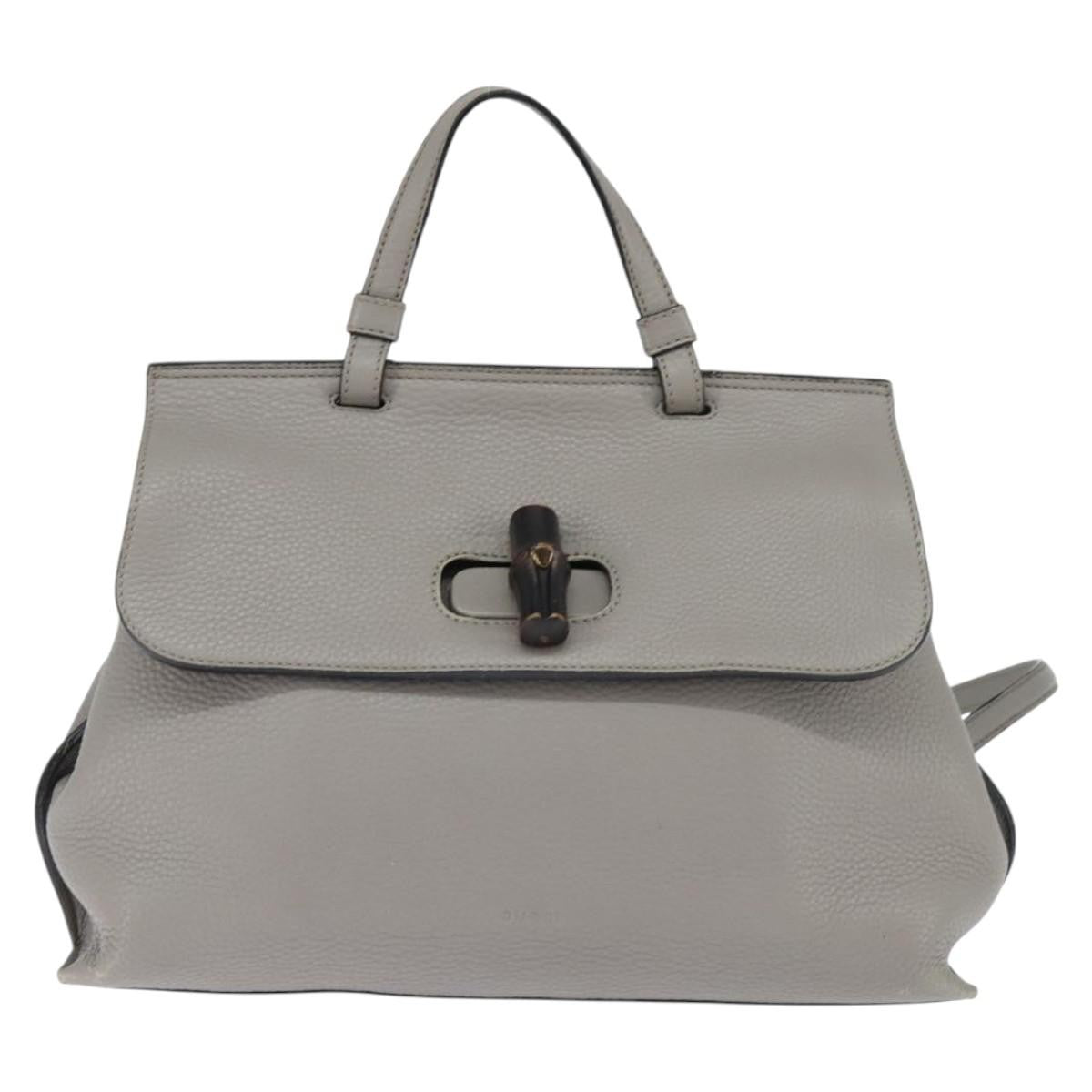 Gucci Bamboo Daily Top Handle Bag Leather, GRAY, LEATHER, Handbag
