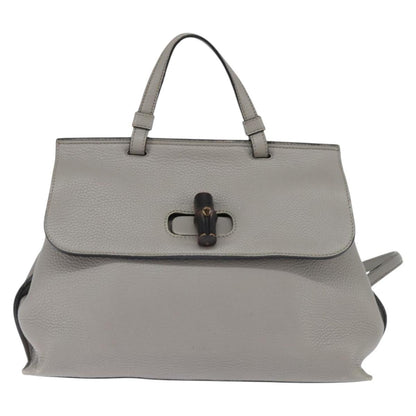Gucci Bamboo Daily Top Handle Bag Leather, GRAY, LEATHER, Handbag