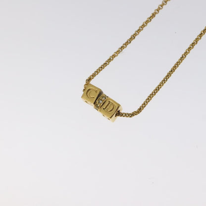 Christian Dior CD Cube Charms Pendant Necklace Metal with Crystals, GOLD, METAL, Necklace
