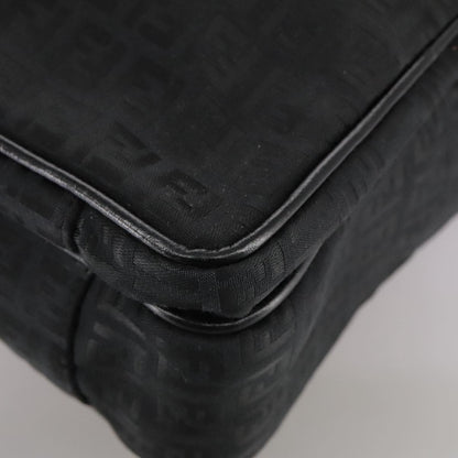 Fendi Convertible Pushlock Flap Satchel Zucca Canvas and Leather, BLACK, CANVAS, Briefcase