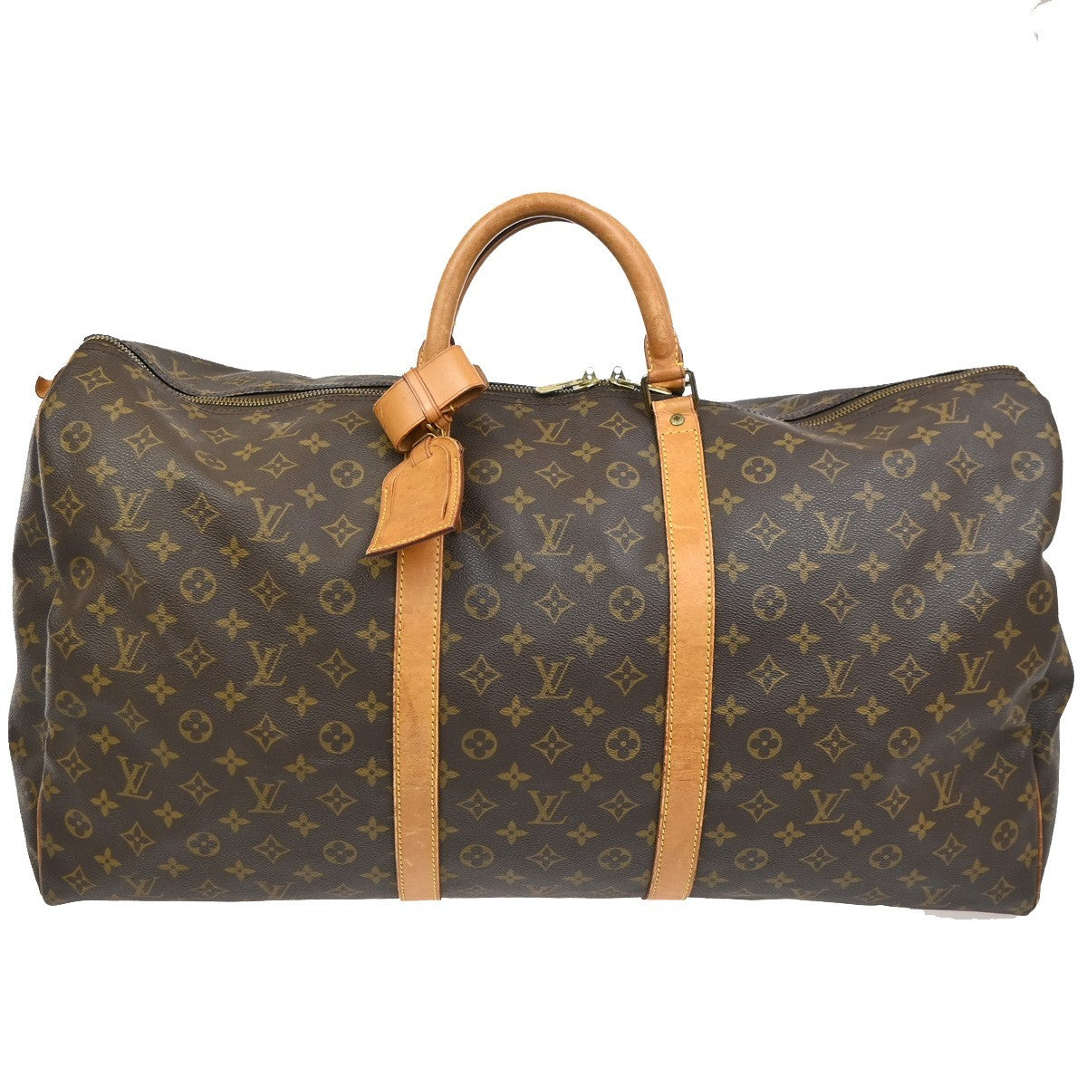 Louis Vuitton Keepall Bag Monogram Canvas, BROWN, LEATHER, Travel bag