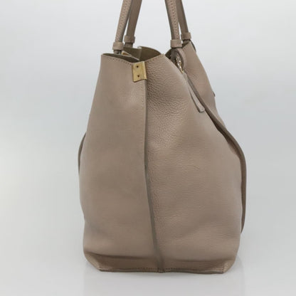 Chloe Vick Tote Leather, BEIGE, LEATHER, Tote bag