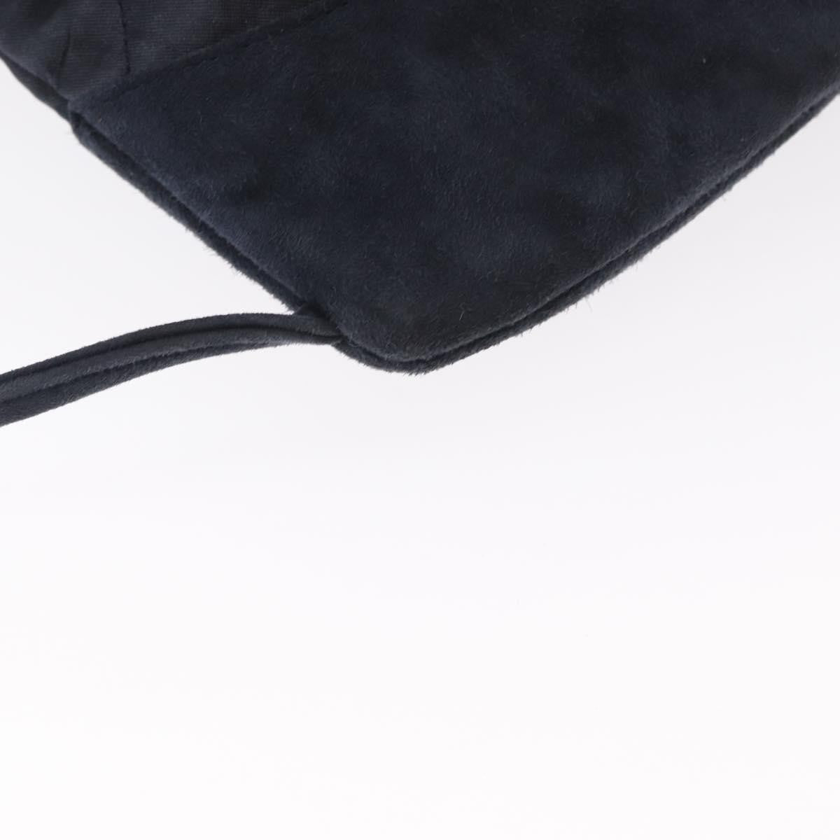 Chanel Vintage Drawstring Backpack Quilted Satin with Suede, NAVY, SATIN, Backpack