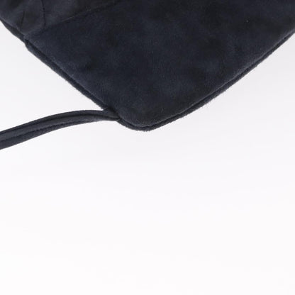 Chanel Vintage Drawstring Backpack Quilted Satin with Suede, NAVY, SATIN, Backpack