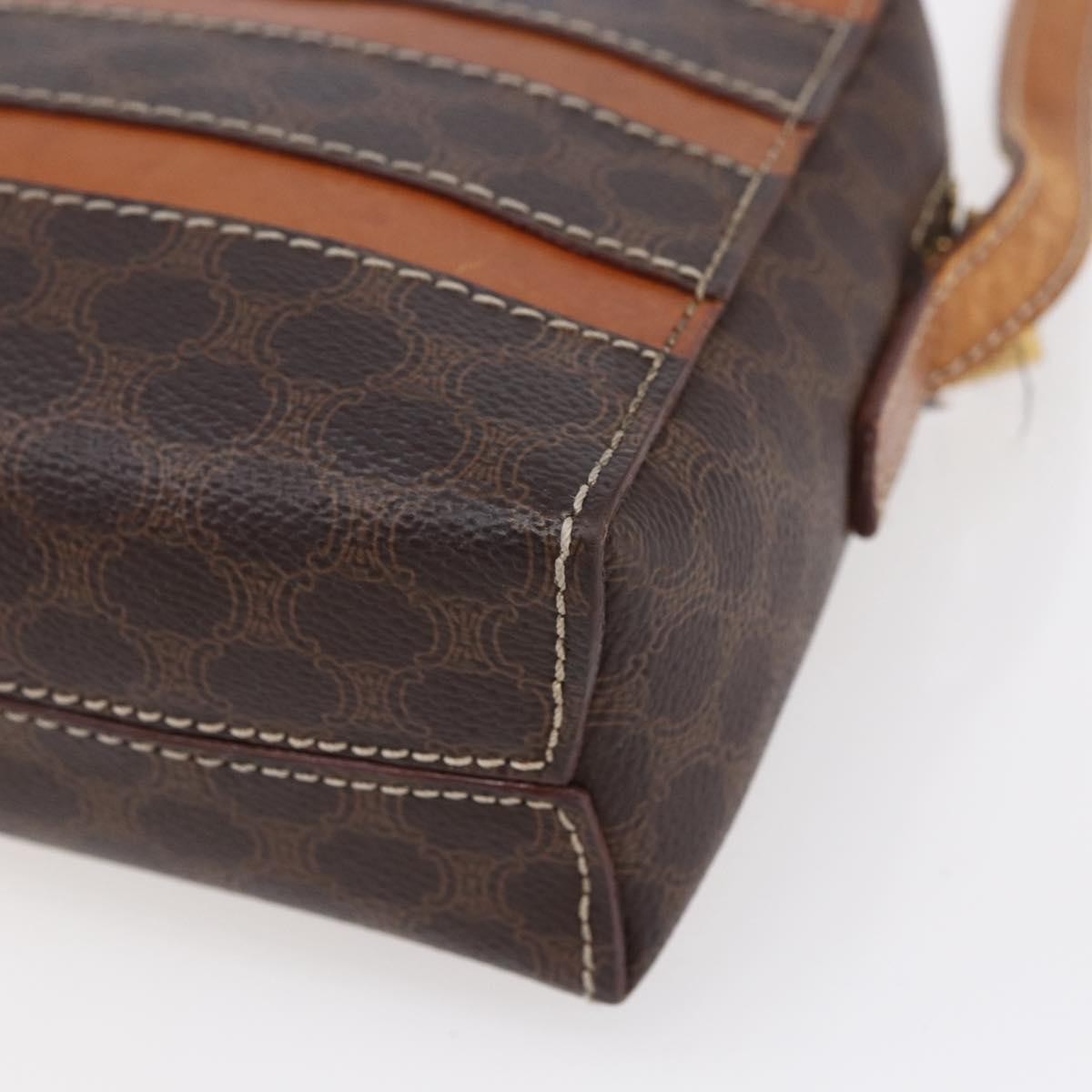 Celine Vintage Macadam Shoulder Bag Canvas and Leather, BROWN, CANVAS, Shoulder bag