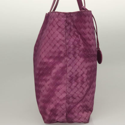 Bottega Veneta Intrecciolusion Tote Printed Nylon, PURPLE, NYLON, Tote bag