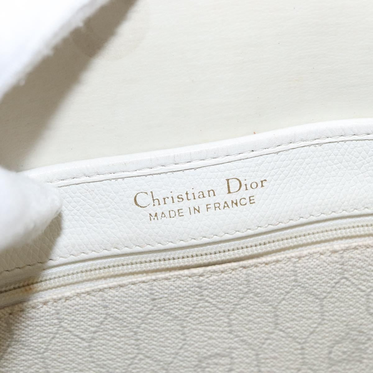 Christian Dior Vintage Honeycomb Flap Crossbody Bag Canvas and Leather, WHITE, CANVAS, Shoulder bag