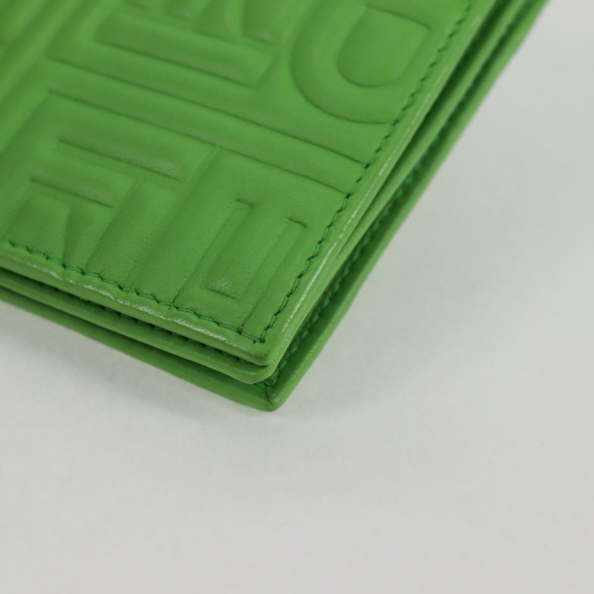 Fendi Wallet on Chain Logo Embossed Leather, GREEN, LEATHER, Wallets