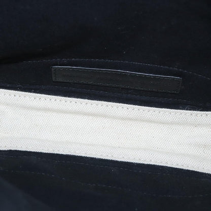 Balenciaga Navy Cabas Canvas with Leather, WHITE, CANVAS, Tote bag