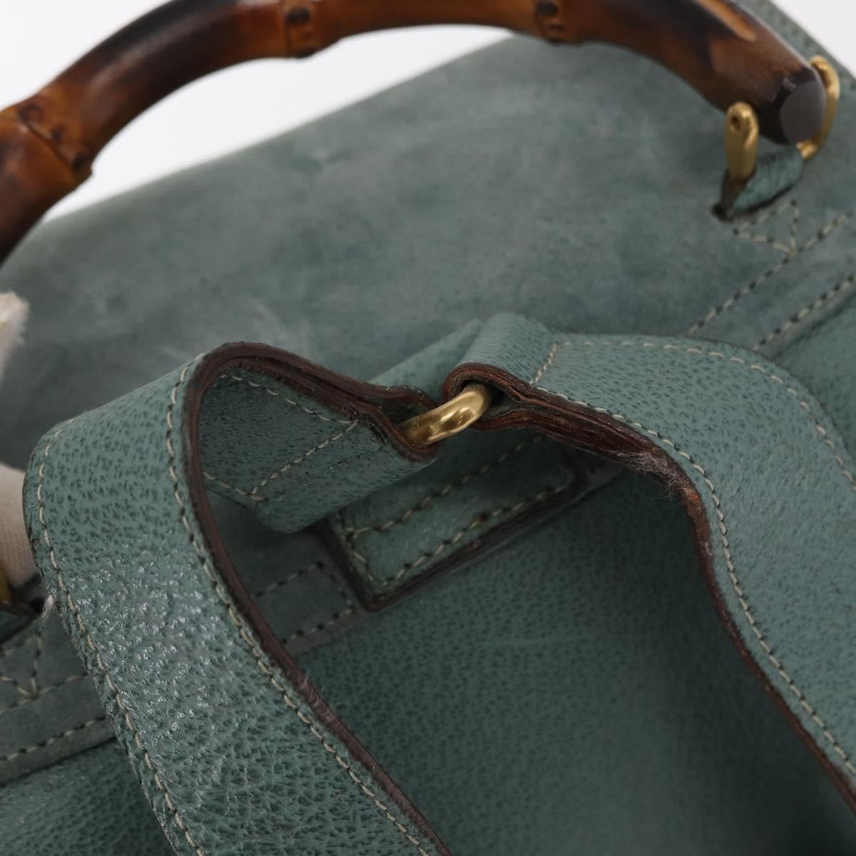 Gucci Vintage Bamboo Backpack Suede, TURQUOISE, SUEDE, Backpack