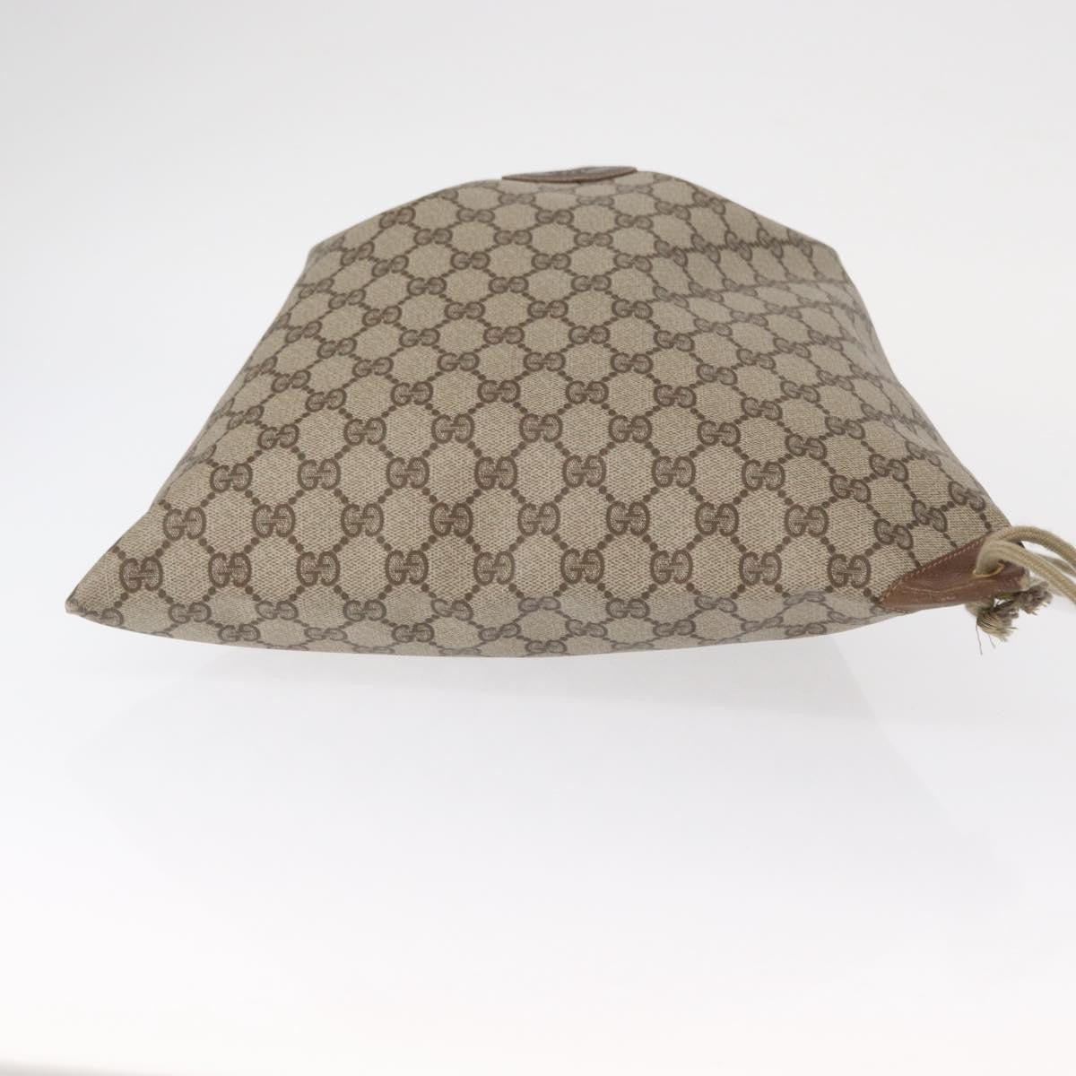 Gucci Drawstring Shoulder Bag GG Canvas with Leather, BEIGE, PVC, Shoulder bag
