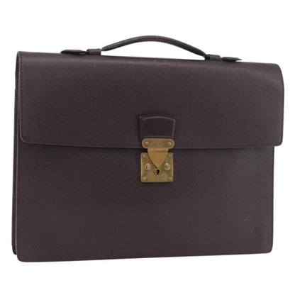 Louis Vuitton Serviette Kourad Briefcase Taiga Leather, Burgundy, Leather, Briefcase