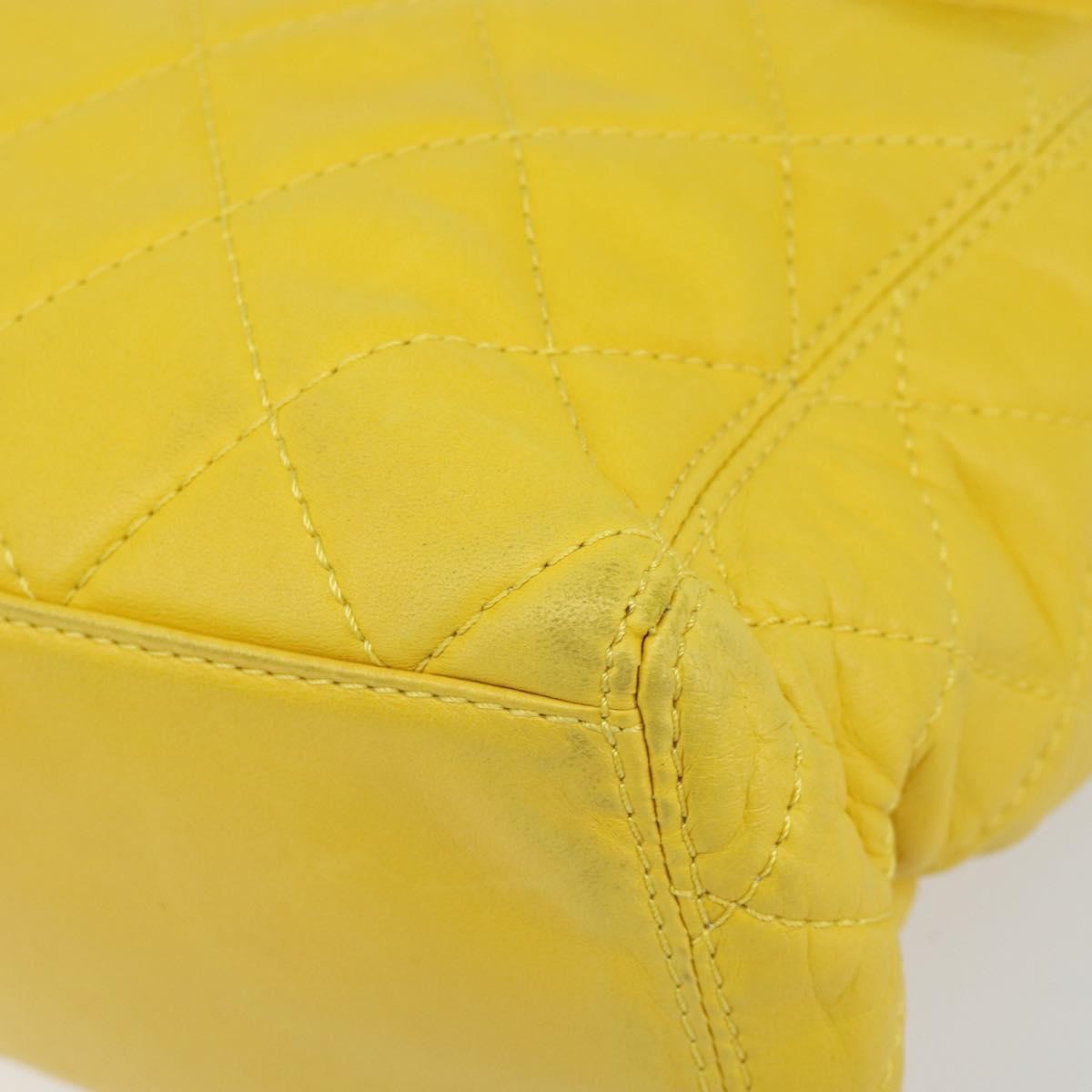 Chanel Vintage CC Resin Pocket Tote Quilted Leather, YELLOW, LEATHER, Tote bag