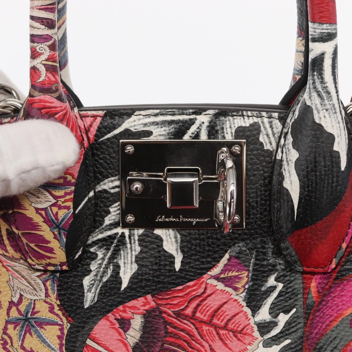 Salvatore Ferragamo Studio Satchel Printed Leather, MULTICOLOUR, LEATHER, Handbag