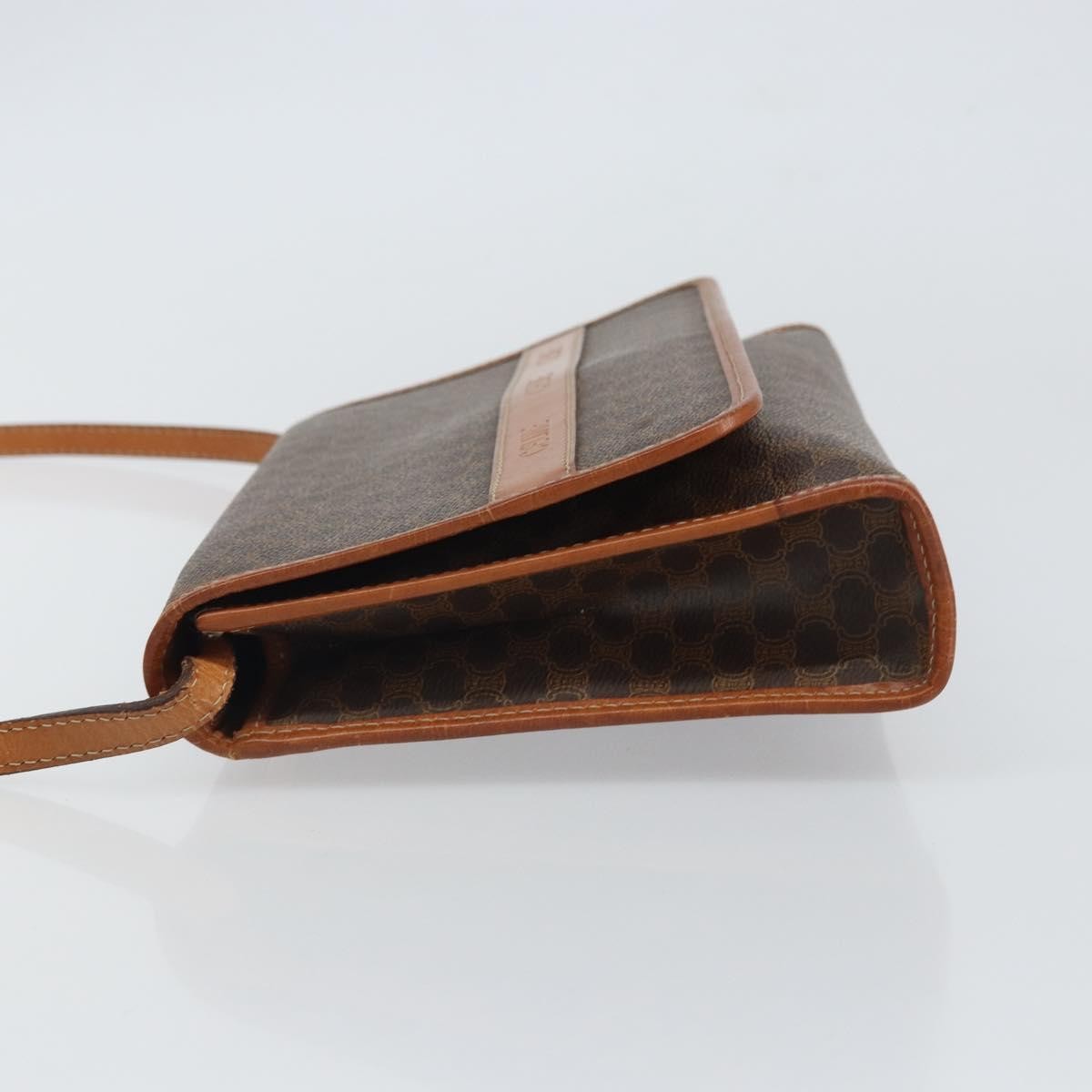 Celine Vintage Macadam Shoulder Bag Canvas and Leather, BROWN, CANVAS, Shoulder bag