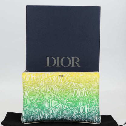 Christian Dior Pouch Stussy Nylon, YELLOW, NYLON, Clutche & pouche