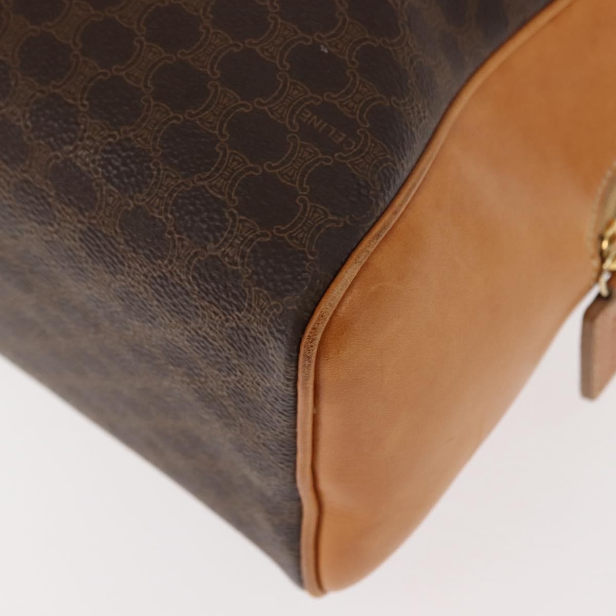 Celine Vintage Macadam Handbag Canvas and Leather, BROWN, CANVAS, Handbag