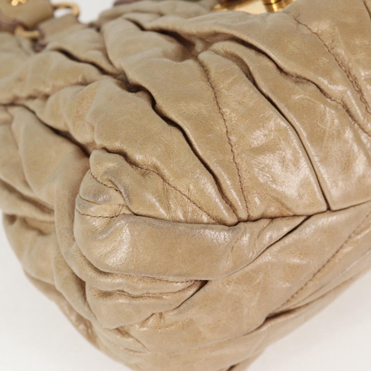 Miu Miu Coffer Convertible Satchel Leather, BEIGE, LEATHER, Handbag