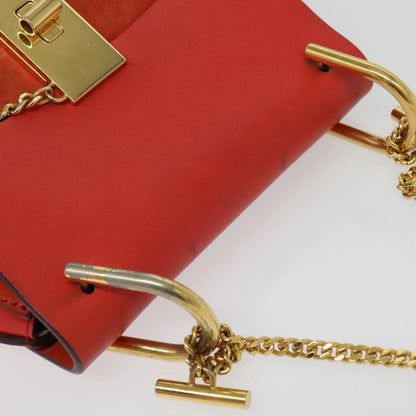 Chloe Drew Crossbody Bag Leather and Suede, RED, SUEDE, Shoulder bag