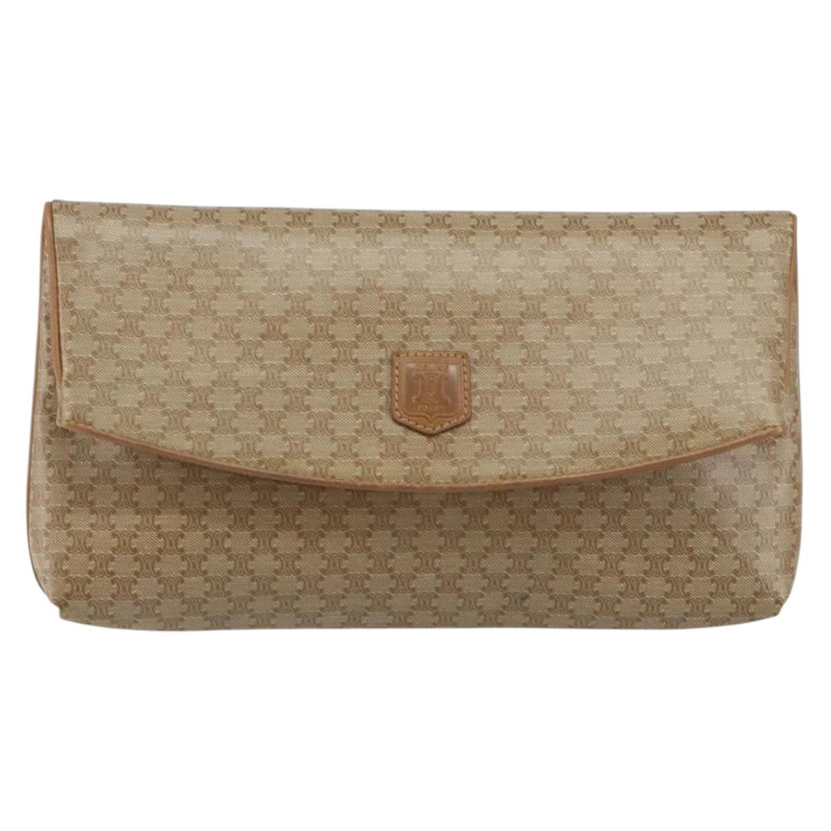 Celine Macadam Pochette Canvas and Leather, BEIGE, CANVAS, Clutche & pouche