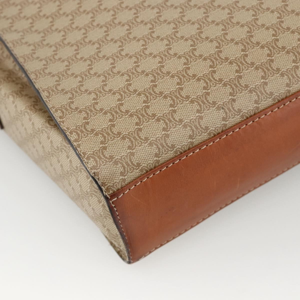 Celine Vintage Macadam Circle Logo Shoulder Bag Canvas and Leather, Beige, Canvas, Shoulder Bag