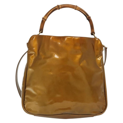 Gucci Vintage Bamboo Handle Bag Patent leather, GOLD, PATENT_LEATHER, Handbag