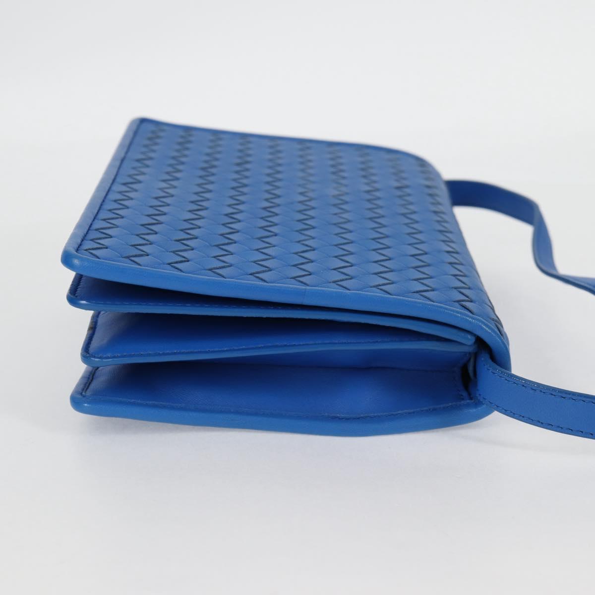 Bottega Veneta Vintage Double Compartment Flap Bag Intrecciato Nappa, BLUE, LEATHER, Shoulder bag