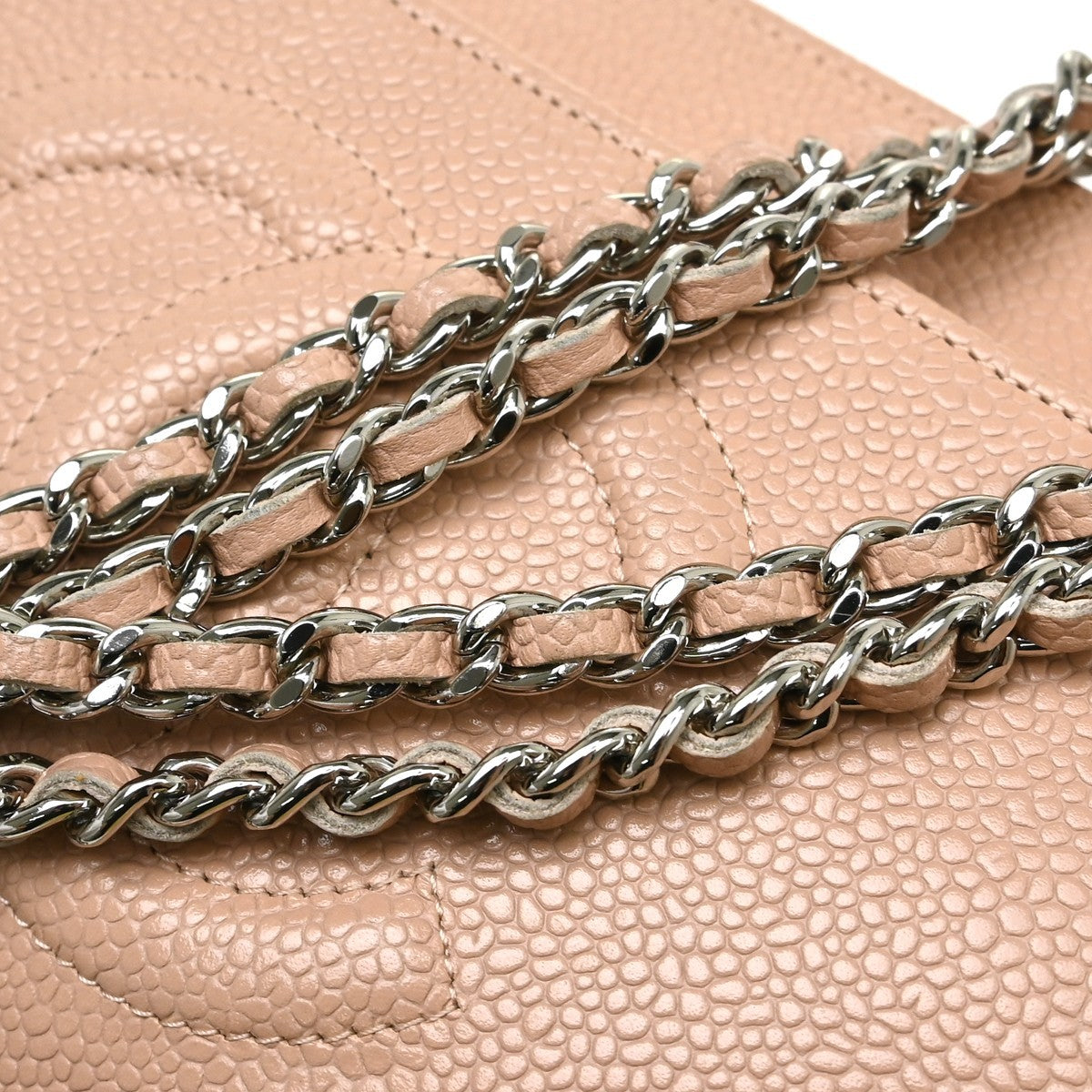 Chanel Logo Wallet on Chain Leather, Pink, Calfskin, Crossbody Bag