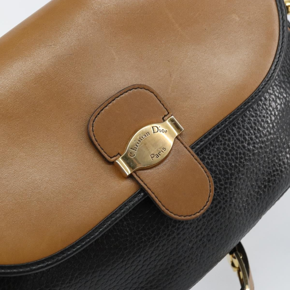 Christian Dior Flap Shoulder Bag Leather, BLACK, LEATHER, Shoulder bag