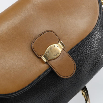 Christian Dior Flap Shoulder Bag Leather, BLACK, LEATHER, Shoulder bag