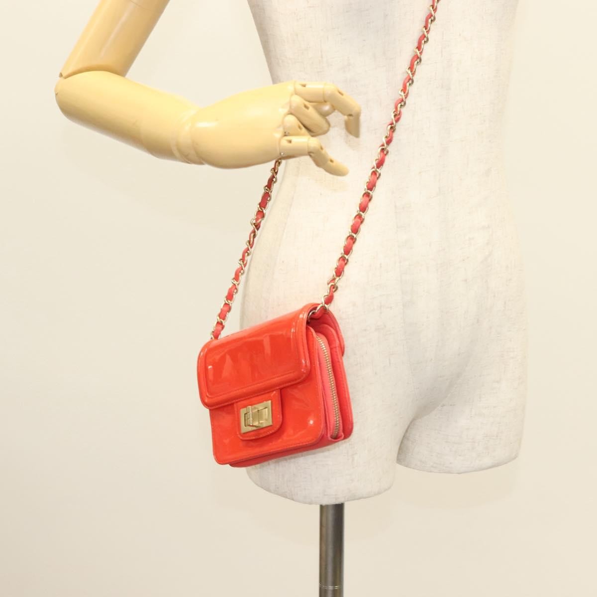 Chanel Reissue 2.55 Square Zip Around Card Holder Wallet Quilted Aged Calfskin, ORANGE, PATENT_LEATHER, Wallets