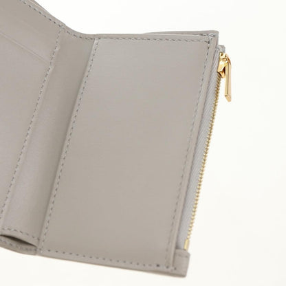 Celine Triomphe Trifold Wallet Leather, Beige, Leather, Wallet