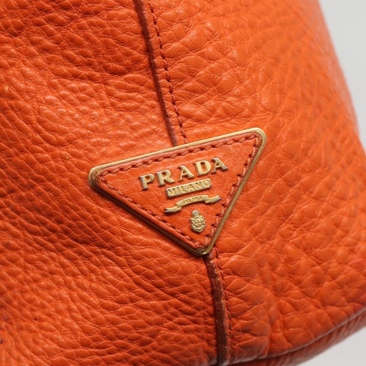 Prada Vintage Tote Leather, Orange, Leather, Tote Bag
