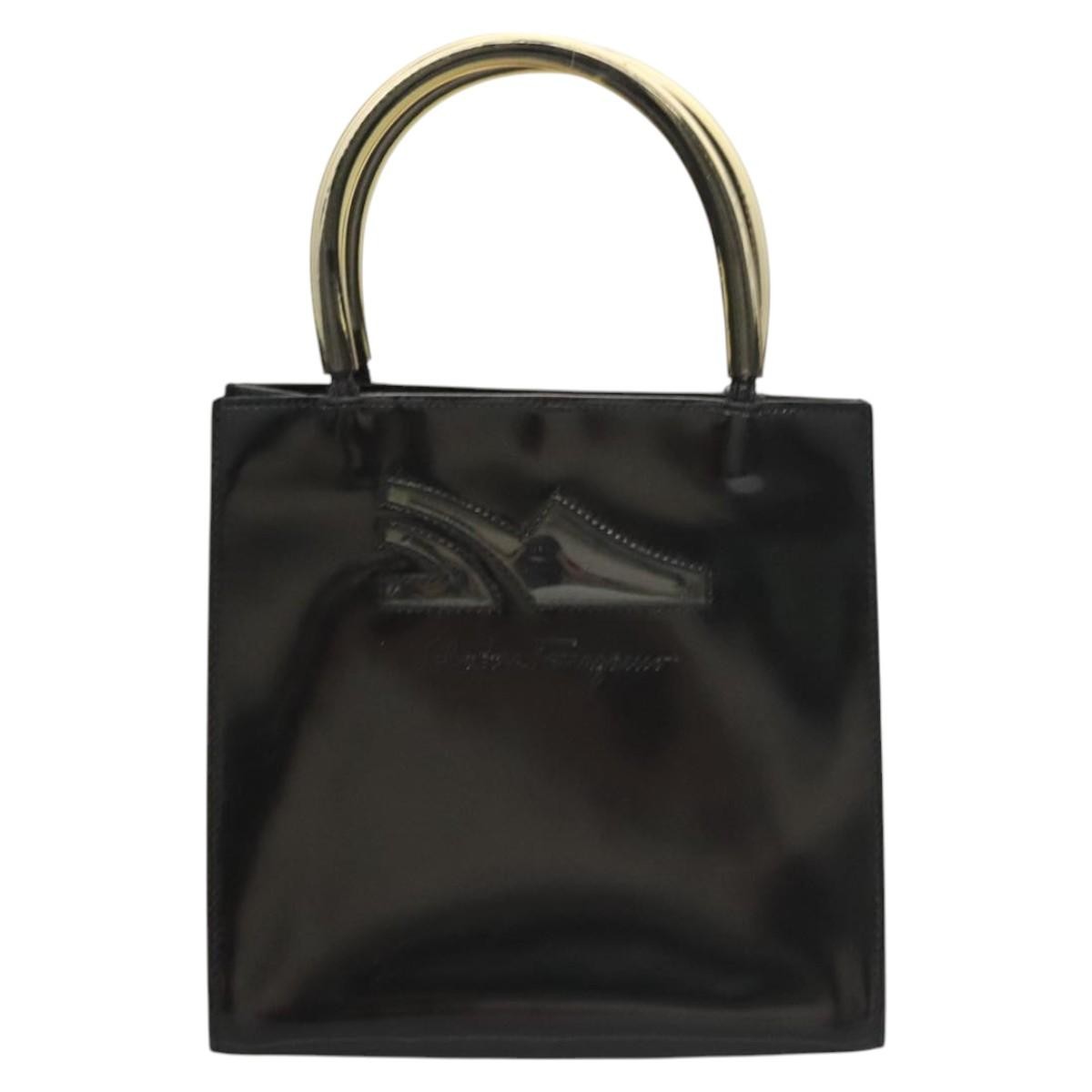 Salvatore Ferragamo Shopper Tote Patent Leather, BLACK, PATENT_LEATHER, Tote bag
