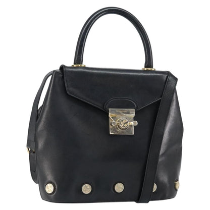 Salvatore Ferragamo Vintage Handbag Leather, BLACK, LEATHER, Handbag