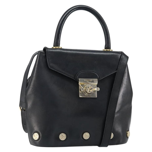 Salvatore Ferragamo Vintage Handbag Leather, BLACK, LEATHER, Handbag