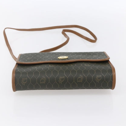 Christian Dior Vintage Honeycomb Flap Crossbody Bag Coated Canvas, KHAKI, CANVAS, Shoulder bag